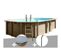 Kit piscine bois Gré Safran 6,20 x 3,95 x 1,36 m + Bâche hiver + Douche