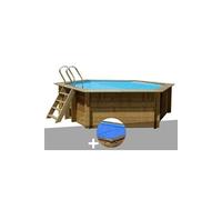 Kit piscine bois Gré Vanille 2 Ø 4,00 x 1,19 m + Bâche à bulles