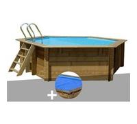 Kit piscine bois Gré Vanille Ø 4,00 x 1,19 m + Bâche à bulles