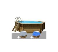Kit piscine bois Gré Vanille Ø 4,00 x 1,19 m + Bâche hiver + Bâche à bulles
