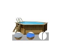 Kit piscine bois Gré Vanille 2 Ø 4,00 x 1,19 m + Bâche hiver + Bâche à bulles + Douche