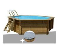 Kit piscine bois Gré Vanille Ø 4,00 x 1,19 m + Bâche hiver