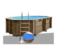 Kit piscine bois Gré Grenade 4,36 x 3,36 x 1,17 m + Bâche à bulles
