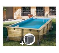 Kit piscine bois Ubbink Azura 5,05 x 3,50 x 1,26 m - Liner beige + Poolican