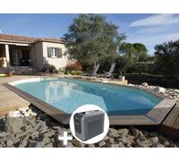 Kit piscine bois Ubbink Azura 6,10 x 4,00 x 1,20 m - Liner bleu + Poolican