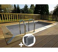Kit piscine bois Ubbink Linéa UrbanPool 4,50 x 2,50 x 1,40 m - Liner gris + Poolican