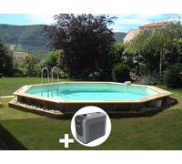 Kit piscine bois Ubbink Océa 5,80 x 1,30 m - Liner beige + Poolican