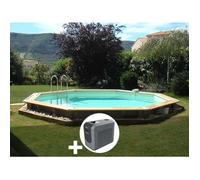 Kit piscine bois Ubbink Océa 5,80 x 1,30 m - Liner gris + Poolican