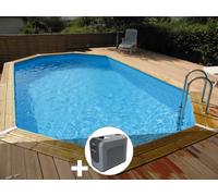 Kit piscine bois Ubbink Océa 6,10 x 4,00 x 1,30 m - Liner beige + Poolican