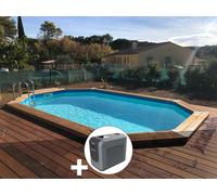 Kit piscine bois Ubbink Sunwater 4,90 x 3,00 x 1,20 m - Liner bleu + Poolican