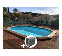 Kit piscine bois Ubbink Sunwater 4 90 x 3 00 x 1 20 m - Liner bleu + Poolican