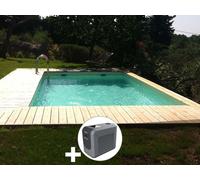 Kit piscine bois Ubbink Sunwater 5,55 x 3,00 x 1,40 m - Liner bleu + Poolican