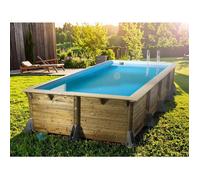 Kit piscine bois UbbinkAzura 5 05 x 3 50 x 1 26 m - Liner bleu + Kit margelles - Ubbink