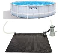 Kit Piscine hors sol tubulaire INTEX - Pris Frame - 488 x 122 cm - Ronde (Pompe, bâche, tapis de sol et échelle) - 26746NP