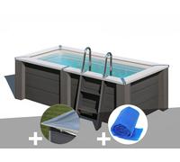 Kit piscine composite Gré Avant-Garde carrée 3,15 x 1,75 x 0,96 m + Bâche hiver + Bâche à bulles