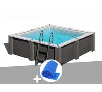 Kit piscine composite Gré Avant-Garde carrée 3,15 x 3,15 x 0,96 m + Bâche à bulles
