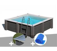 Kit piscine composite Gré Avant-Garde carrée 3,15 x 3,15 x 0,96 m + Bâche hiver + Bâche à bulles