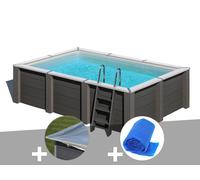 Kit piscine composite Gré Avant-Garde carrée 4,55 x 3,15 x 1,26 m + Bâche hiver + Bâche à bulles