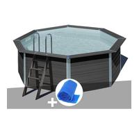 Kit piscine composite Gré Avant-Garde ronde 4,10 x 1,24 m + Bâche à bulles