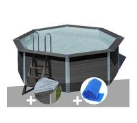 Kit piscine composite Gré Avant-Garde ronde 4,10 x 1,24 m + Bâche hiver + Bâche à bulles