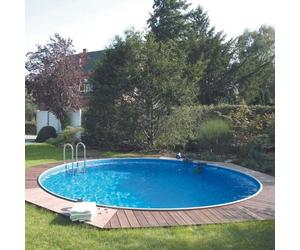 Kit Piscine Enterrable - AQUALUX - Piscine Acier - Ronde - 450 x 450 cm - Hauteur 120cm avec échelle et système filtration