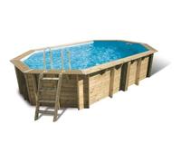 Piscine en BOIS OCEA 400 x 610 x 130 cm - Liner bleu