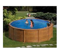 Kit piscine hors sol MAURITIUS ronde en acier aspect bois - Ø 3,50 x 1,32 m