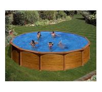 Kit piscine hors sol MAURITIUS ronde en acier aspect bois - Ø 5,50 x 1,32 m