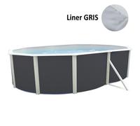 Kit Piscine hors sol ovale TOI 550x336x132 Anthracite Magnum Compact - Filtre à sable 3,6m3-h -Liner gris-Échelle