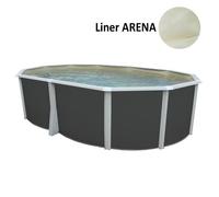 Kit Piscine hors sol ovale TOI 550x366x132 Anthracite Ibiza - Filtre à sable 6m3-h et skimmer-Liner sable -Échelle haute-Tapis