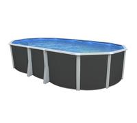 Kit Piscine hors sol ovale TOI 640x366x132 Anthracite Ibiza - Filtre à sable 6m3-h et skimmer-Liner -Échelle haute-Tapis
