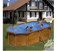 Kit piscine hors-sol pacific acier décor bois ovale 500 x 300 x h120 cm