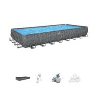 Bestway Kit Piscine Hors Sol rectangulaire APX 365-956 cm x 488 cm x 132 cm - Gris foncé