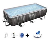 Kit Piscine hors sol tubulaire BESTWAY - Power Steel™ - 404 x 201 x 100 cm - Rectangulaire + Robot aspirateur Frisbee