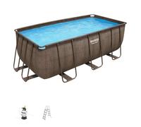 Kit Piscine hors sol tubulaire BESTWAY - Power Steel™ - 412 x 201 x 122 cm - Rectangulaire (Filtre à sable, échelle, diffuseur)