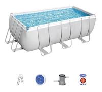 Kit Piscine hors sol tubulaire BESTWAY Power Steel™ - 412 x 201 x 122 cm - Rectangulaire (Pompe de filtration, échelle, diffuseur)