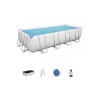 Kit Piscine hors sol tubulaire BESTWAY - Power steel™ - 488 x 244 x 122 cm - Rectangulaire (Filtre à sable, échelle, diffuseur)