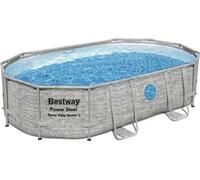 Kit Piscine hors sol tubulaire BESTWAY - Power Steel - 488 x 305 x 107 cm - Ovale - (Filtre a sable, bâche, échelle)