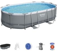 Kit Piscine hors sol tubulaire BESTWAY - Power Steel- 488 x 305 x 107 cm - Ovale (Livrée avec une échelle, une bâche, un
