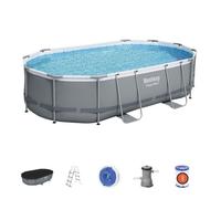 Bestway Power Steel 56448 Piscine hors sol Oval 10949 L Bleu, Gris