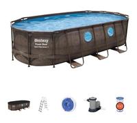 Kit Piscine hors sol tubulaire BESTWAY Power Steel™ - 549 x 274 x 122 cm - Ovale (Pompe de filtration, échelle, bâche, diffuseur)