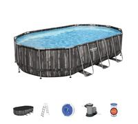 Kit Piscine hors sol tubulaire BESTWAY - Power Steel™ - 610 x 366 x 122 cm - Ovale (Avec épurateur, échelle, bâche)