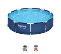 Kit Piscine hors sol tubulaire BESTWAY Steel Pro - 305 x 76 cm - Ronde (Livrée avec pompe de filtration et cartouche)