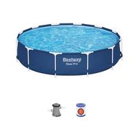 Kit Piscine hors sol tubulaire BESTWAY Steel Pro 366 x 76 cm- Ronde (Livrée avec pompe de filtration et cartouche)
