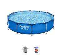 Kit Piscine hors sol tubulaire BESTWAY - Steel Pro™ - 366 x 76 cm - Ronde (Livrée avec un filtre à cartouche)