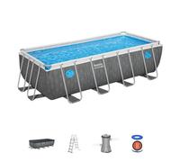 Kit Piscine hors sol tubulaire BESTWAY - Steel Pro - 488 x 244 x 122 cm - Rectangulaire (Filtre à cartouche, échelle, bâche)