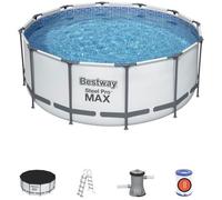 Kit Piscine hors sol tubulaire BESTWAY Steel Pro Max - 366 x 122 cm - Ronde (Livrée avec un filtre à cartouche, échelle, bâche)