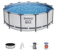 Kit Piscine hors sol tubulaire BESTWAY Steel Pro Max - 396 x 122 cm - Ronde (Livrée avec pompe de filtration, échelle + bâche)