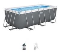 Kit Piscine hors sol tubulaire BESTWAY - Steel Pro Max™ - 412 x 201 x 122 cm - Rectangulaire (Filtre a sable, échelle) Gris G