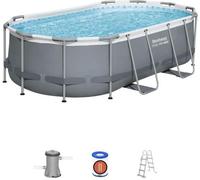 Kit Piscine hors sol tubulaire BESTWAY - Steel Pro MAX - 427 x 250 x 100 cm - Ovale (Avec filtre a cartouche, 1 cartouche et échell